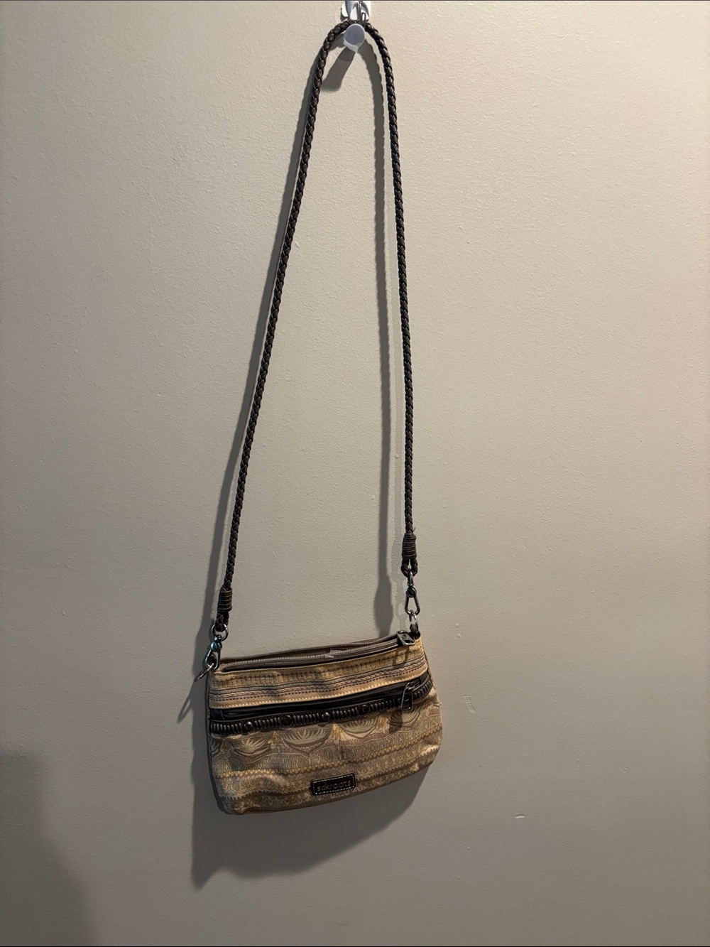 Sakroots Beige and Brown Woven Crossbody Bag